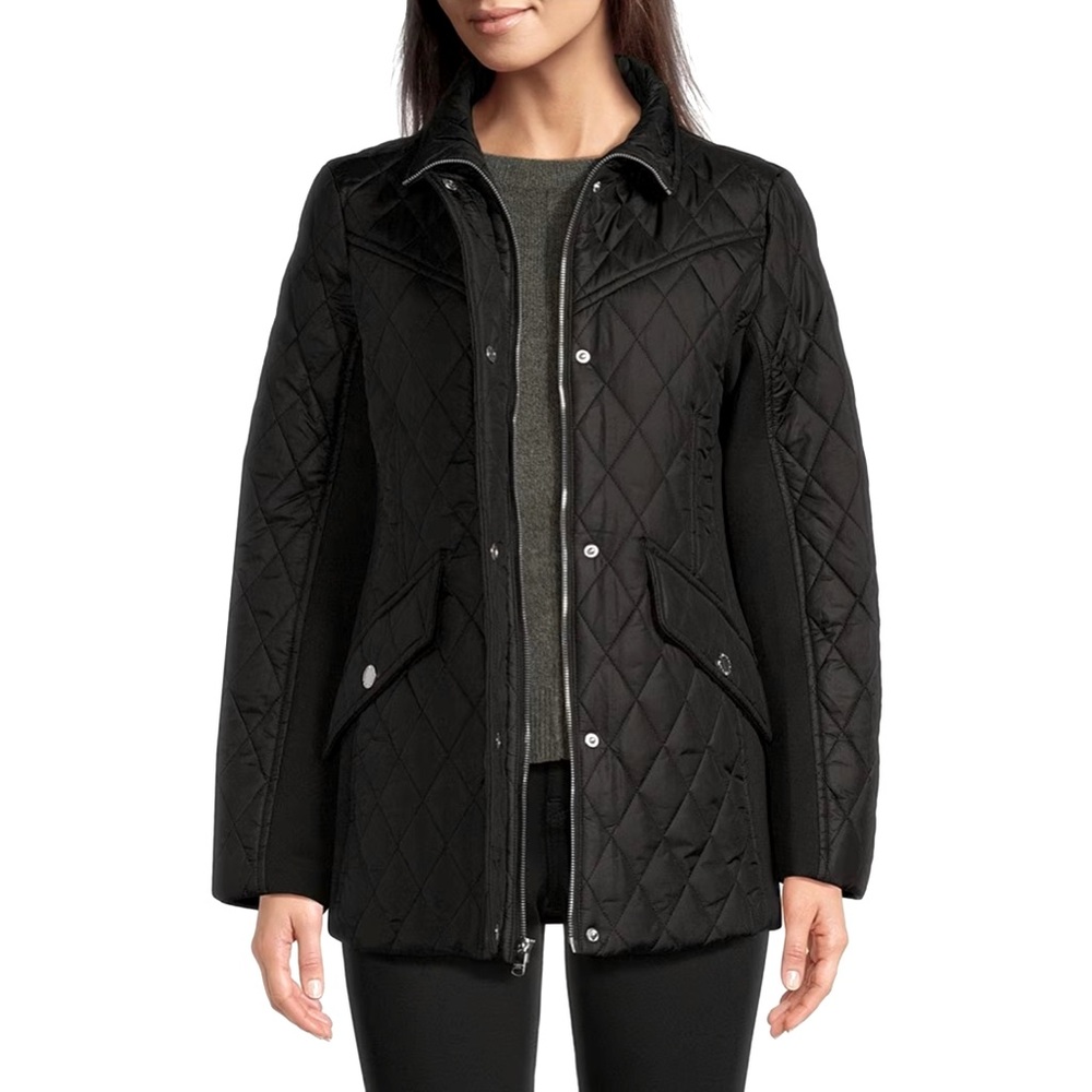 Women's London Fog Black/Solid Jacket, Size Medium
